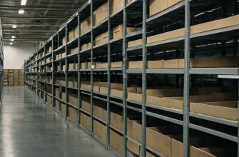 Різні типи металевих стелажів для товарів у складському проході