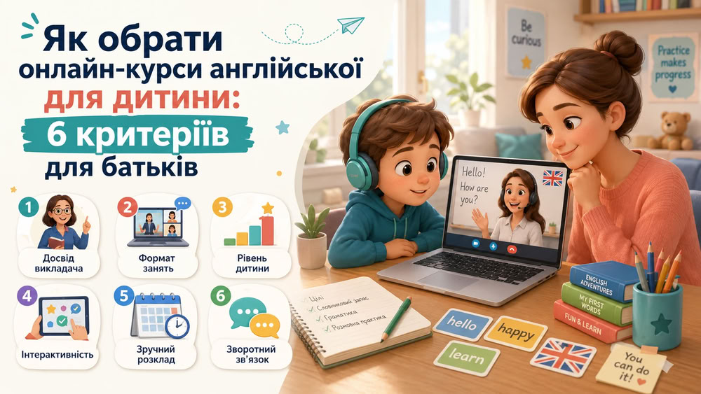 Як обрати онлайн-курси англійської для дитини: 6 критеріїв для батьків